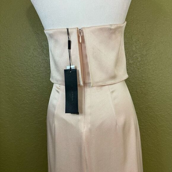 Halston Heritage Women's 0 Strapless Evening Dress Primrose Pink Layered Maxi - Picture 6 of 9